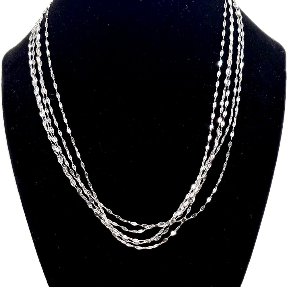 Elegant Silver 5 Multi-Strand Necklace